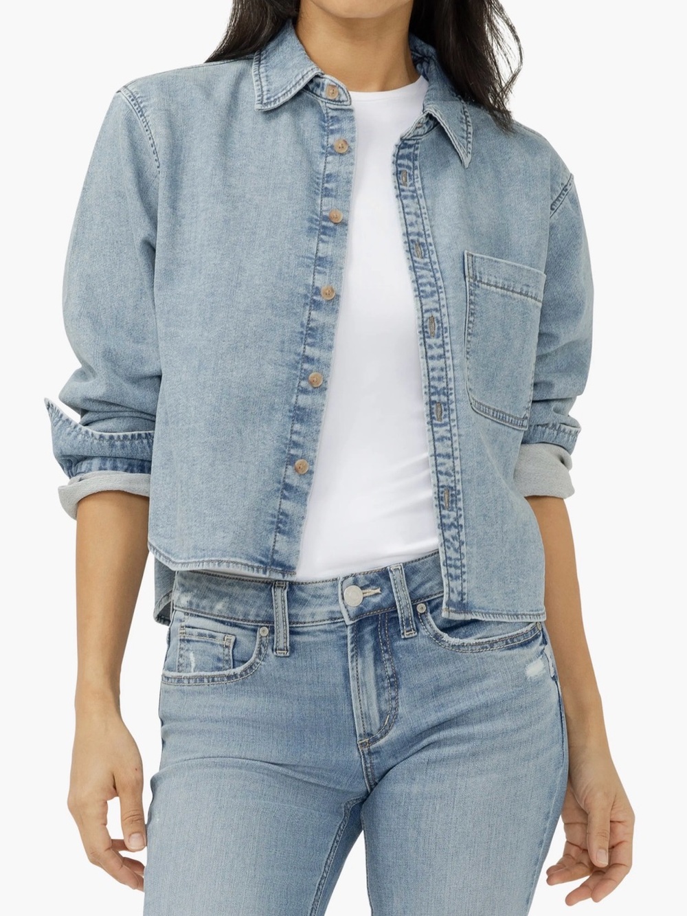 silver jeans lightweight denim shirt